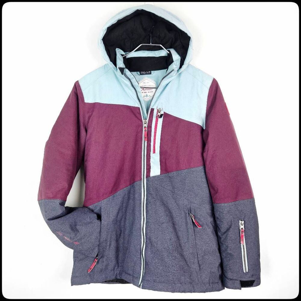 KILLTEC Torey Insulated Purple Gray Blue Waterproof Ski Snow Hooded Jacket 14 Jr